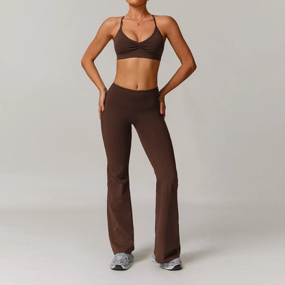 Women's Tracksuit 2PCS Yoga Sets Sportswear Workout Fitness Long Sleeved Sports Bra High Waist Leggings Gym Clothing Sports Suit