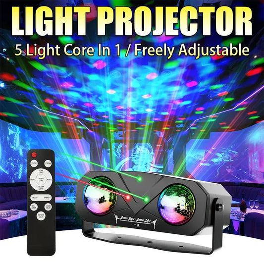 Luz de fiesta, bola de discoteca, luz de DJ, luz de discoteca, luz del océano, luz de estrellas, proyector, luz de baile, sonido activado con control remoto