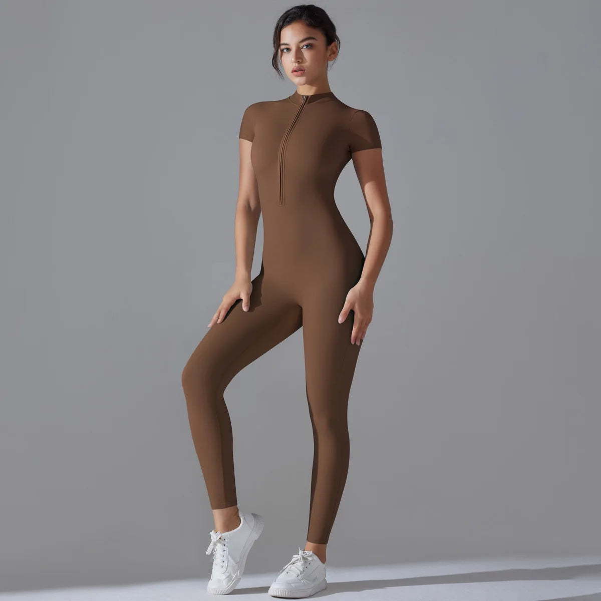 Women Zipper Bodysuits Fitness Sports Bodysuit Yoga Suit Breathable Quick Drying Sports Yoga Clothing Women Gym Push Up Workout