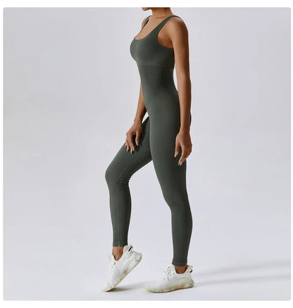 Traje de yoga de una pieza sin costuras de primavera, conjunto de entrenamiento de fitness para danza y tonificación abdominal, mono elástico, ropa deportiva de gimnasio con efecto push up