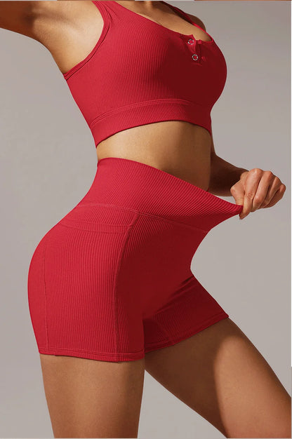Conjunto de yoga y fitness para mujer, sujetador deportivo con cintura cruzada, mallas y pantalones cortos, ropa deportiva para mujer, conjuntos de entrenamiento, ropa para correr, fitness y gimnasio.