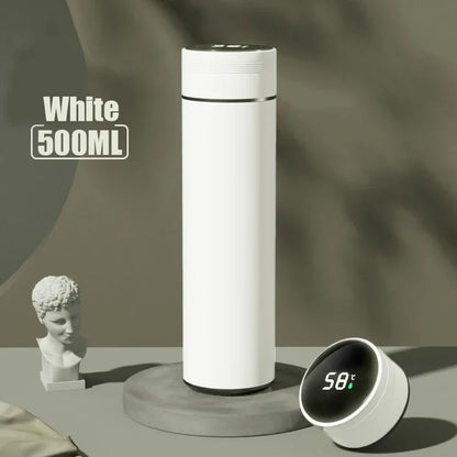 Termo de acero inoxidable dividido de 500 ml con pantalla de temperatura, aislado al vacío, ideal para exteriores, regalo para el Día del Padre.