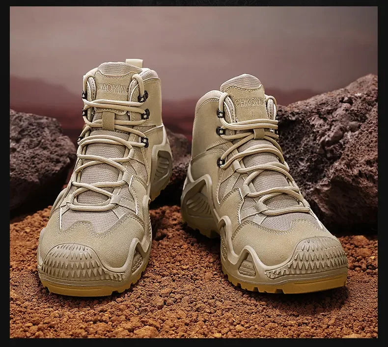 Botas tácticas para hombre con correas para entrenamiento de combate, impermeables, transpirables, ideales para senderismo y uso multifuncional en motocicleta.