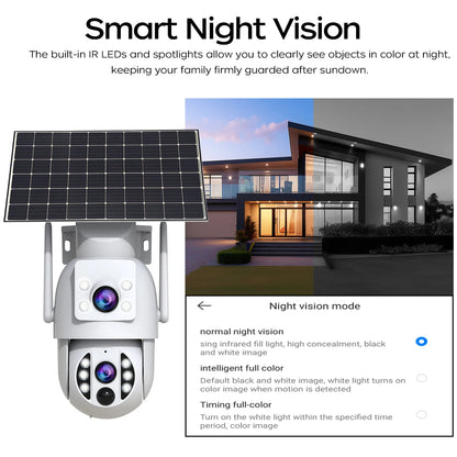 Cámara de seguridad solar JOOAN 4K, inalámbrica, para exteriores, con doble lente, IP, PIR, visión nocturna a color, seguimiento automático, batería, CCTV