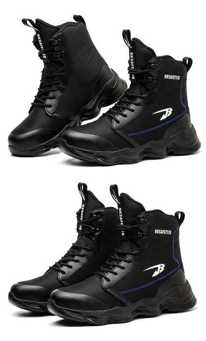 2024 Nuevos zapatos de seguridad para hombre, botas altas de trabajo, zapatillas de trabajo con puntera de acero, botas de trabajo antigolpes y a prueba de pinchazos, zapatos indestructibles