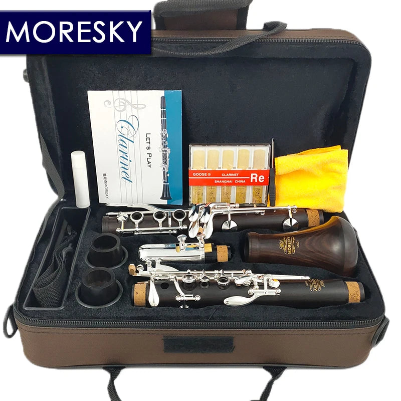 Clarinete MORESKY Sib Madera Ébano Plateado 17 Llaves Granadilla Sib Klarnet M601