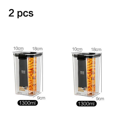 Juego de contenedores de alimentos para mascotas, caja de almacenamiento de 460-1800 ml, transparente, apilable, para cocina, seco, para espaguetis y fideos, recipientes sellados.