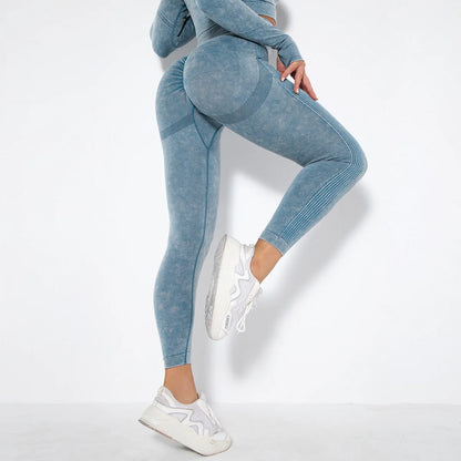 Conjunto de gimnasio con top corto sin costuras para mujer, conjunto de entrenamiento de yoga, ropa deportiva, leggings push up, chándal