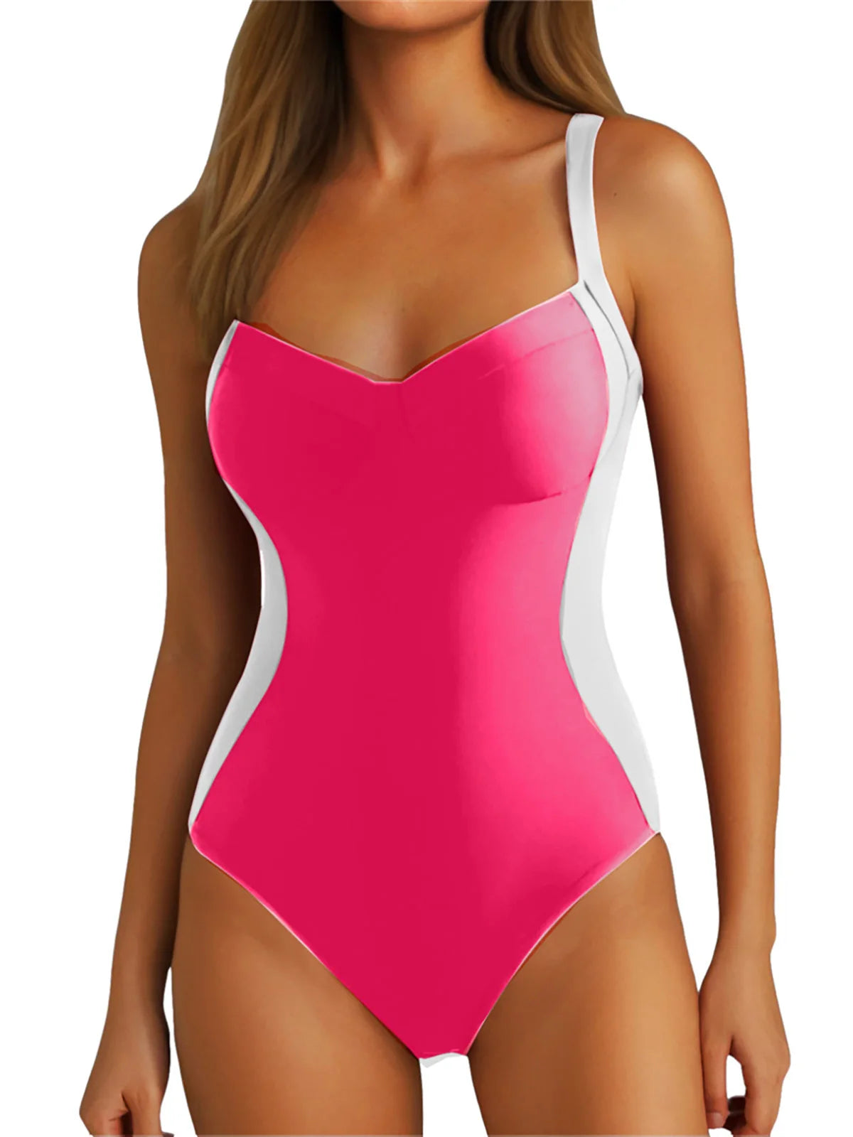 Traje de baño de una pieza con cordones y empalme de 7 colores, tallas S a XL, para mujer, corte de pierna alta, sin espalda, K6952