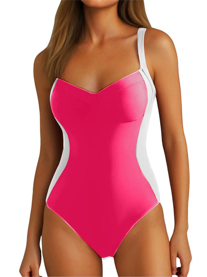 Traje de baño de una pieza con cordones y empalme de 7 colores, tallas S a XL, para mujer, corte de pierna alta, sin espalda, K6952