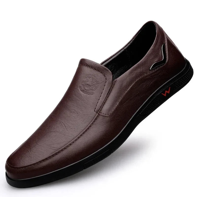 Zapatos de hombre hechos a mano, zapatos de cuero para negocios, mocasines con suela de goma, zapatos casuales sin cordones para hombre, zapatos de oficina para trabajo, zapatos de vestir planos negros.