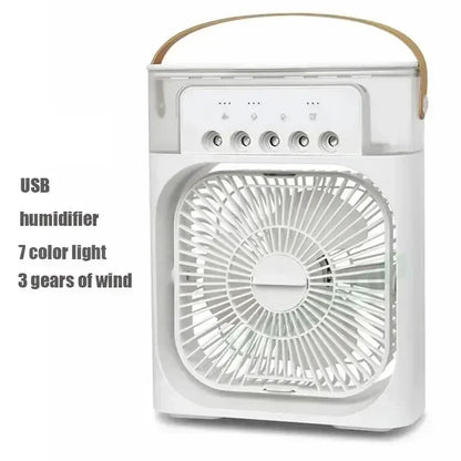Ventilador 3 en 1, aire acondicionado pequeño para el hogar, enfriador de aire con luz LED nocturna, humidificador portátil, ventilador de ajuste de aire para oficina y hogar.