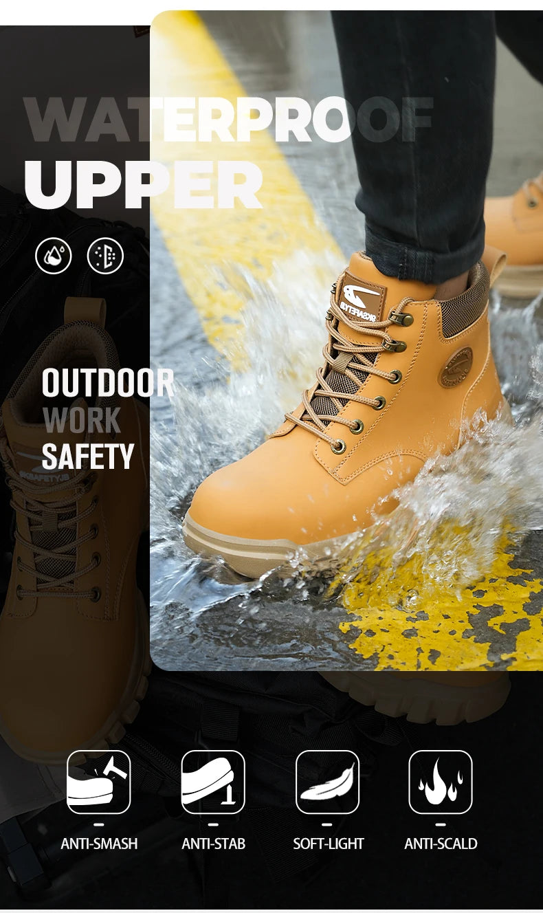 Zapatos con puntera de acero para hombre y mujer, zapatillas ligeras con puntera de acero antiaplastamiento, botas de trabajo indestructibles, calzado de seguridad para la construcción.