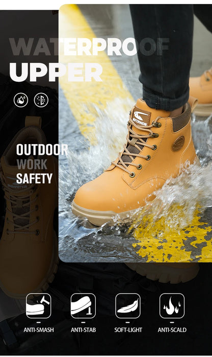 Zapatos con puntera de acero para hombre y mujer, zapatillas ligeras con puntera de acero antiaplastamiento, botas de trabajo indestructibles, calzado de seguridad para la construcción.