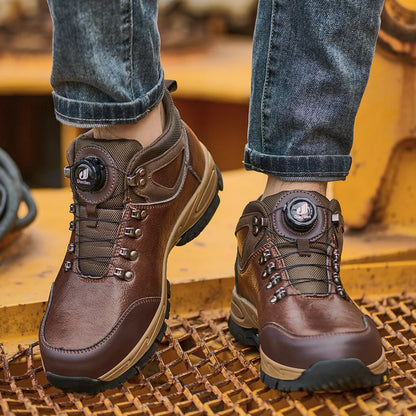 Zapatos de seguridad para hombre con botón giratorio, puntera de acero, zapatillas de trabajo indestructibles, botas de trabajo a prueba de perforaciones, calzado para hombre.