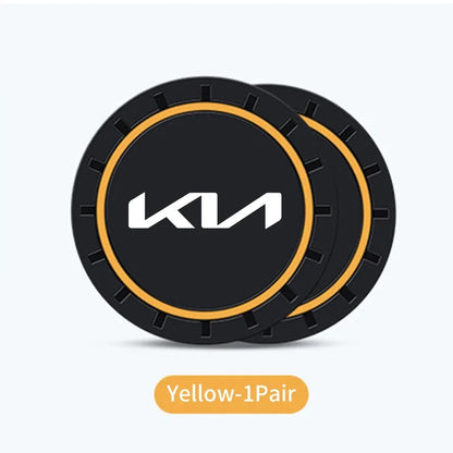 2 posavasos antideslizantes para coche, alfombrilla antipolvo, accesorios para KIA Stinger, Optima, Cerato, Soul, Venga, Forte, Spectra y Sedona.