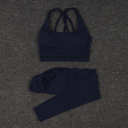 SOISOU Conjunto de yoga de nailon para mujer, chándal deportivo, leggings de gimnasio, sujetador para mujer, almohadilla para el pecho, cadera extraíble en forma de V, ropa para mujer