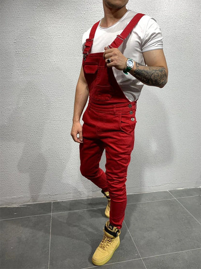 Mono de camuflaje para hombre, estilo urbano, con múltiples bolsillos, corte ajustado, pantalón cargo vaquero, peto vaquero, estilo casual.