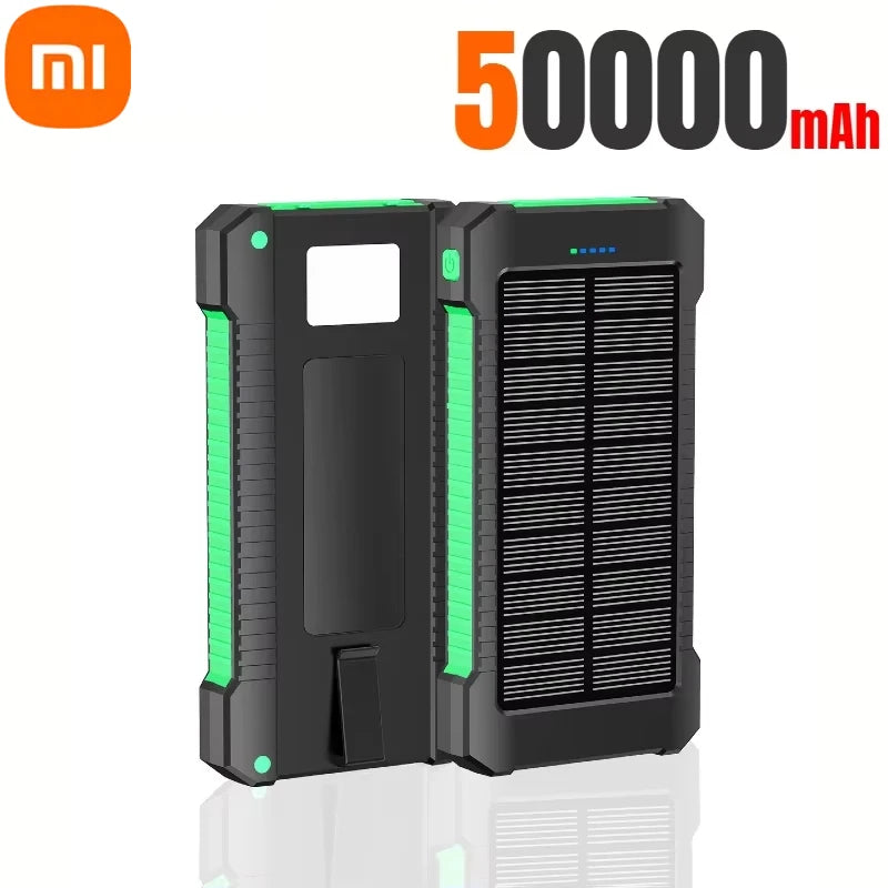 Banco de energía solar Xiaomi de 500.000 mAh, gran capacidad, carga súper rápida, batería externa portátil para exteriores para iPhone, Huawei y Samsung.