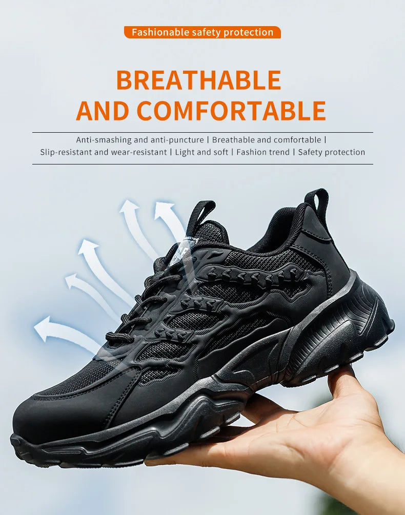 Zapatos de seguridad para hombre, ligeros, protectores, zapatillas de trabajo, calzado ligero y transpirable, zapatos de trabajo antiperforación.