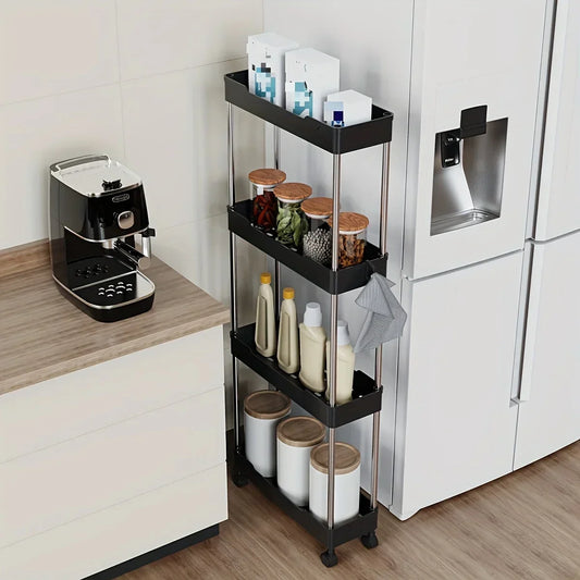 Carrito de almacenamiento para baño con ruedas de 3/4 capas, organizador multiusos para baño, cocina, oficina, etc.