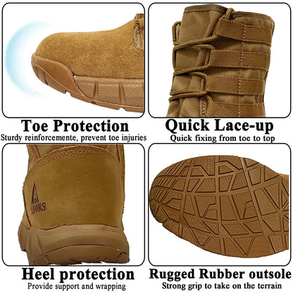 Botas tácticas de combate LAHORS de piel de ante ligera para hombre, ideales para senderismo al aire libre, estilo militar del desierto, transpirables, hasta el tobillo, fabricadas en material sintético.