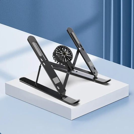 Base de refrigeración de aluminio para portátil con ventiladores: soporte ergonómico ajustable para portátil de 18 pulgadas, soporte plegable para ordenador portátil.