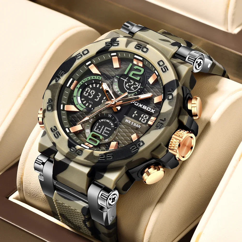 Reloj militar digital LIGE para hombre, resistente al agua hasta 50 m, LED, de cuarzo, deportivo, grande, Masculino