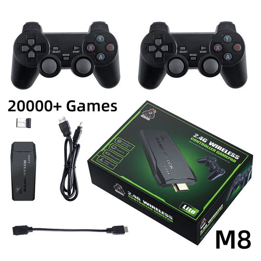 Consola de videojuegos retro M8 de 64 GB con 20 000 juegos integrados, mando inalámbrico, ideal como regalo de Navidad para niños.