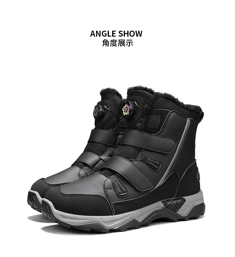 Botas de nieve impermeables para hombre, con entresuela, cálidas, para exteriores, antideslizantes y resistentes a la abrasión.