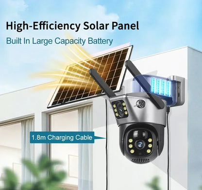 Cámara solar 4K de 8 MP con doble pantalla, Wi-Fi de doble banda 5G y 2.4 GHz, PTZ inalámbrica para exteriores, detección PIR, CCTV, EseeCloud