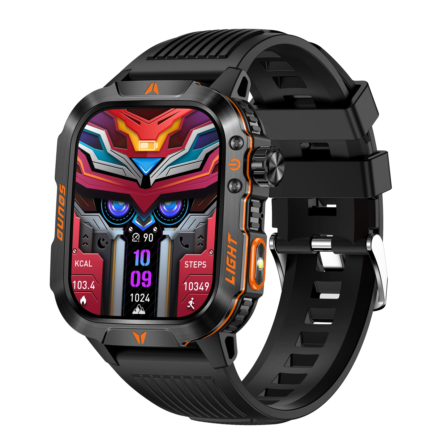 Reloj inteligente 2024 con pantalla 2.01, linterna para exteriores, brújula, IP68, resistente al agua, llamadas inalámbricas, batería de 600 mAh, modo deportivo de 100+