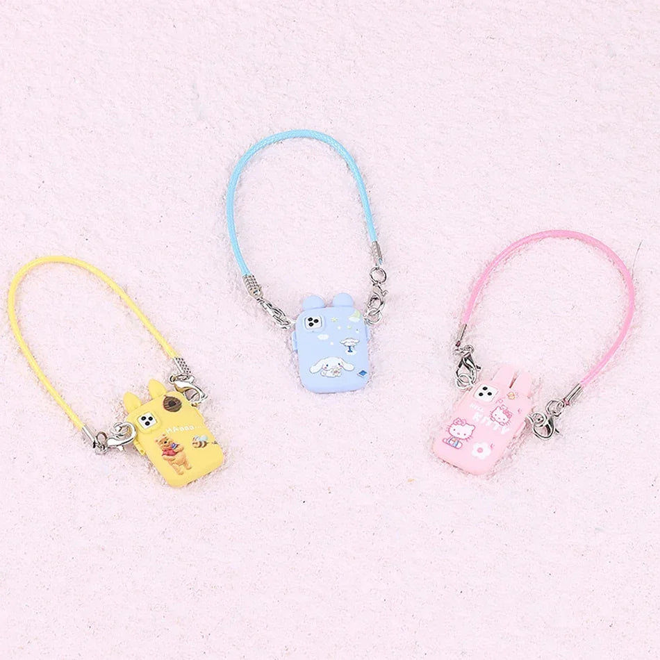 Accesorios para Labubu Accesorios para Crybaby Bolso para cámara de teléfono estilo dibujos animados Accesorios para muñecos de peluche Colgante Abanico Regalo de cumpleaños