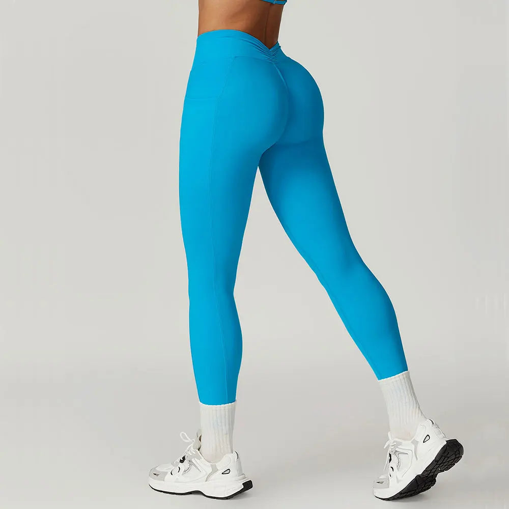 V-shaped Back Yoga Pants High Waist Leggings Gym Workout Tights Sport Women Fitness Female Legging Tummy Control Running Tights