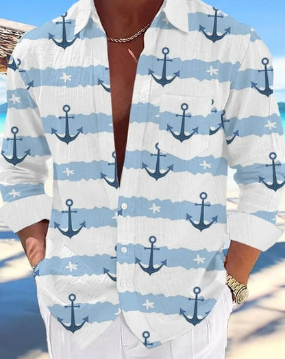 Camisa hawaiana informal para hombre, nueva camisa de verano con estampado 3D azul marino, camisa informal de manga corta, ropa transpirable para hombre