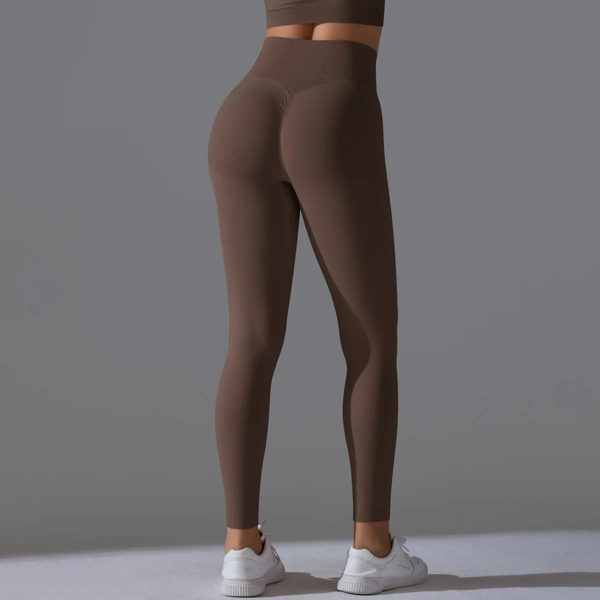 Leggings deportivos de yoga para mujer, sin costuras, cintura alta, elásticos, color sólido, para gimnasio, correr, secado rápido, realce y efecto moldeador.