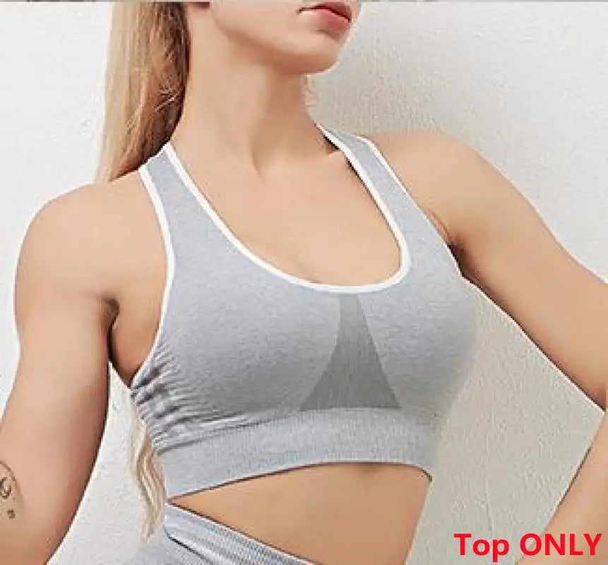 Conjuntos de ropa deportiva de media pieza sin costuras para mujer, conjuntos de gimnasio de manga larga, sujetador deportivo de yoga, leggings push up y mallas deportivas.