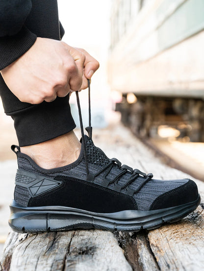 Zapatillas de trabajo para hombre, calzado de seguridad, zapatos de trabajo con puntera de acero para la construcción, botas de seguridad ligeras, zapatillas de trabajo antiperforación de Kevlar.