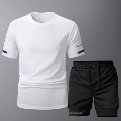 Conjunto deportivo de 2 piezas para hombre, de secado rápido, para correr, entrenamiento, gimnasio y fitness.