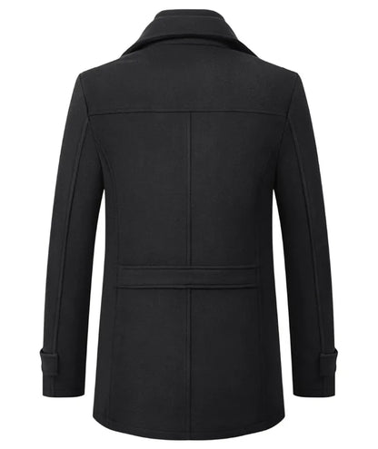 2025 High quality men's wool coat medium length double collar winter plus cotton thickened wool coat men's coat