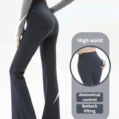 Pantalones de mujer, leggings acampanados, cintura alta, pernera ancha, pantalones de yoga, mallas deportivas sin costuras, para entrenamiento, gimnasio, ropa deportiva informal, adelgazantes.