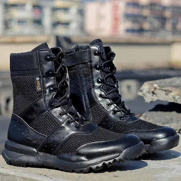 Summer Combat Training Boots Work Shoes Lightweight Mesh Breathable Military Tactical Boots 34-49 Plus Size Outdoor Hiking Boots