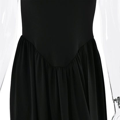 Vestido largo sexy con abertura alta JULISSA MO para mujer, negro, sin mangas, de talle alto, ideal para otoño, elegante y ajustado, perfecto para fiestas y discotecas (2024)
