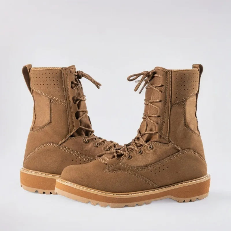 Botas altas de trabajo para hombre, color arena, negro, verde militar, para senderismo, entrenamiento y actividades al aire libre. Tallas 38 a 46.