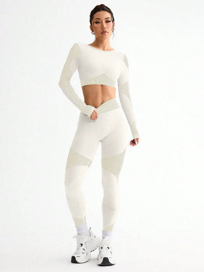 2 piezas, superventas, nuevo, deportivo, ajustado, para correr, transpirable, sin costuras, traje de yoga para mujer, traje de fitness al aire libre para mujer.