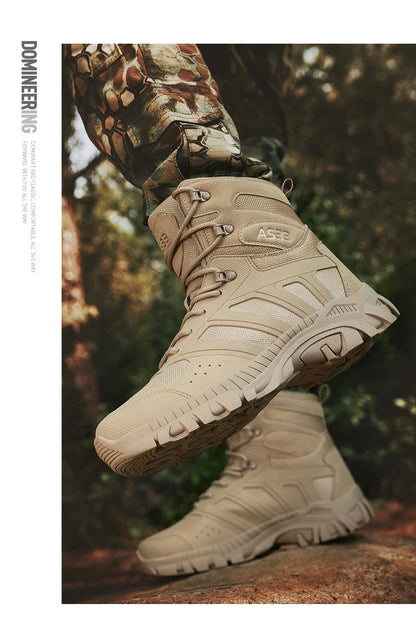 Botas tácticas para hombre con cordones, estilo militar, para trabajo en el desierto, botas de senderismo, botas de escalada, botas del ejército, unisex, tallas grandes, marca para hombre, impermeables