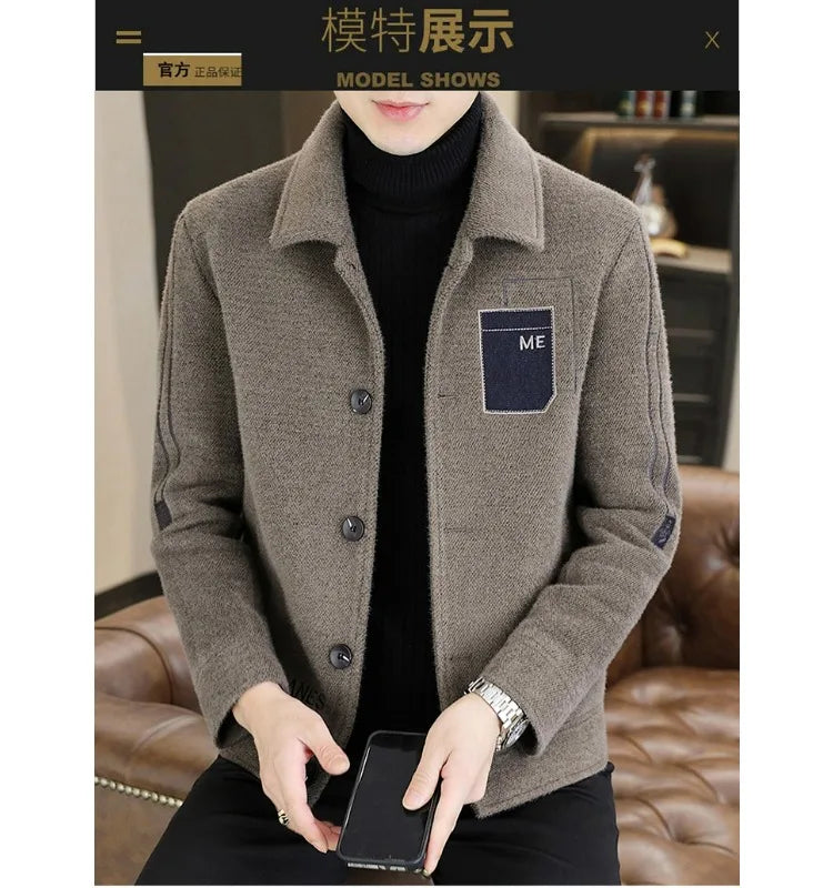 Chaqueta corta de lana Maxbarley para hombre, estilo otoño/invierno, abrigo de trabajo, estilo coreano casual, grueso, moderno y cálido.