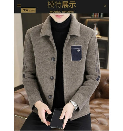 Chaqueta corta de lana Maxbarley para hombre, estilo otoño/invierno, abrigo de trabajo, estilo coreano casual, grueso, moderno y cálido.