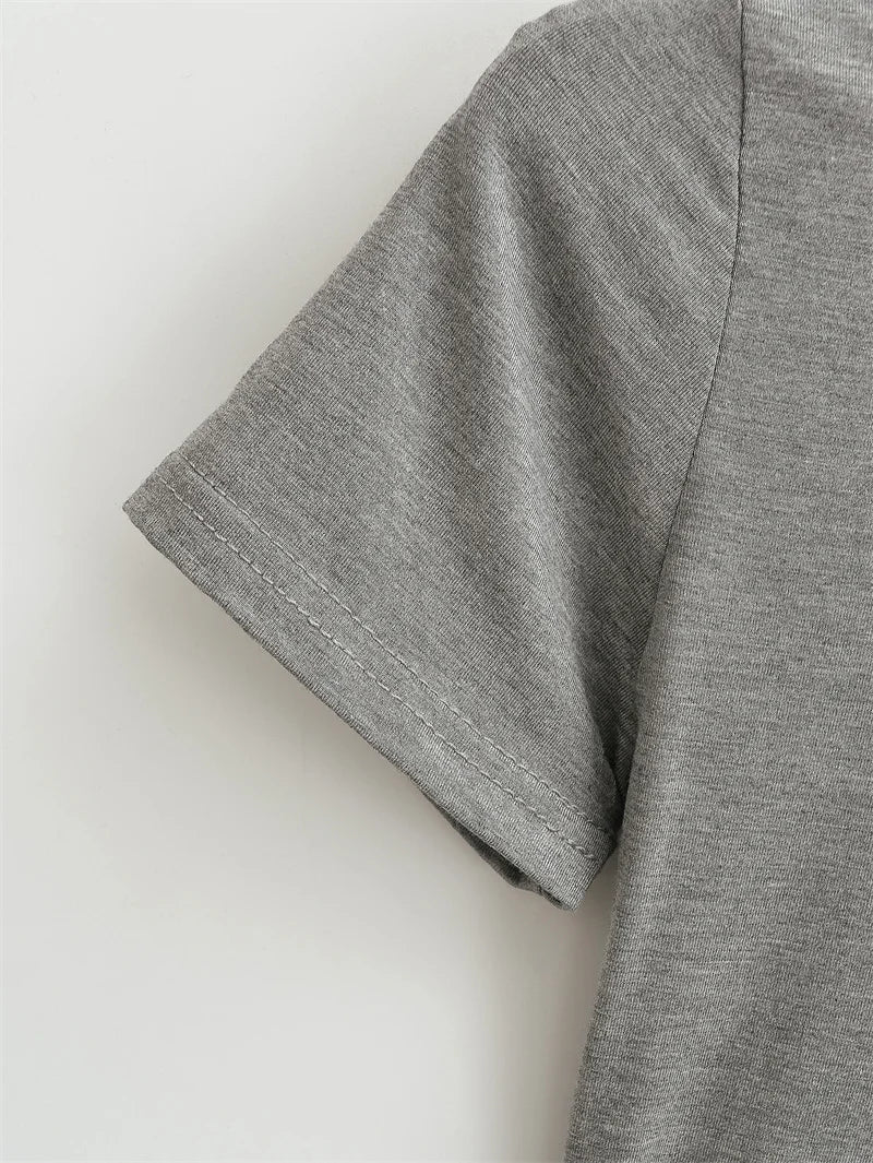 Camiseta informal de alta calidad para mujer, blusa sexy ajustada de manga corta, tendencia de moda, ropa lisa, tops Y2K, 2024