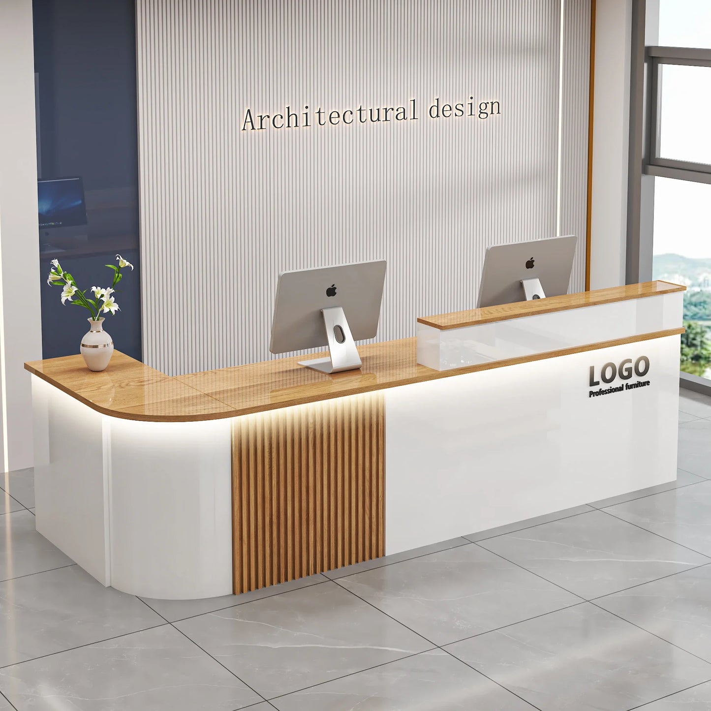Mostrador de bar de oficina profesional, diseño de belleza de lujo simple, mostrador de recepción, salón moderno, Bancone Bar Lusso, muebles comerciales